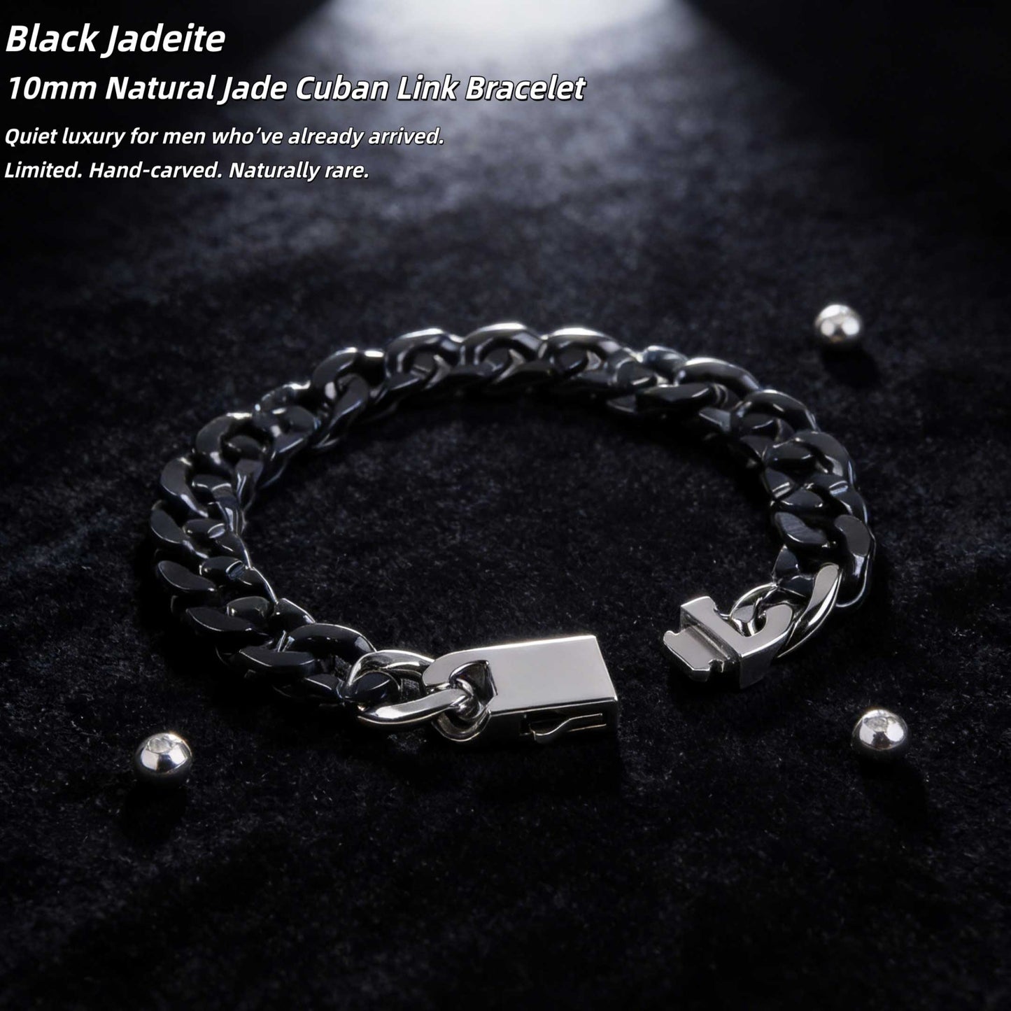 Black jadeite Cuban link Bracelet