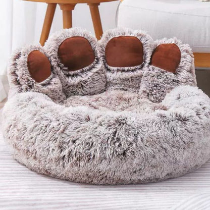 Cozy Long Plush Paw Print Pet Bed