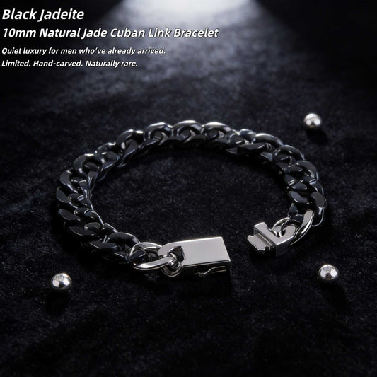 Black jadeite Cuban link Bracelet
